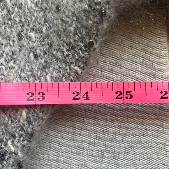 Mariea Kim Vintage Grey Cream Floral 3D Appliqué Wool Blend Sweater Small - Picture 8 of 9